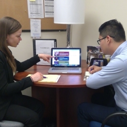 An advisor advising a student